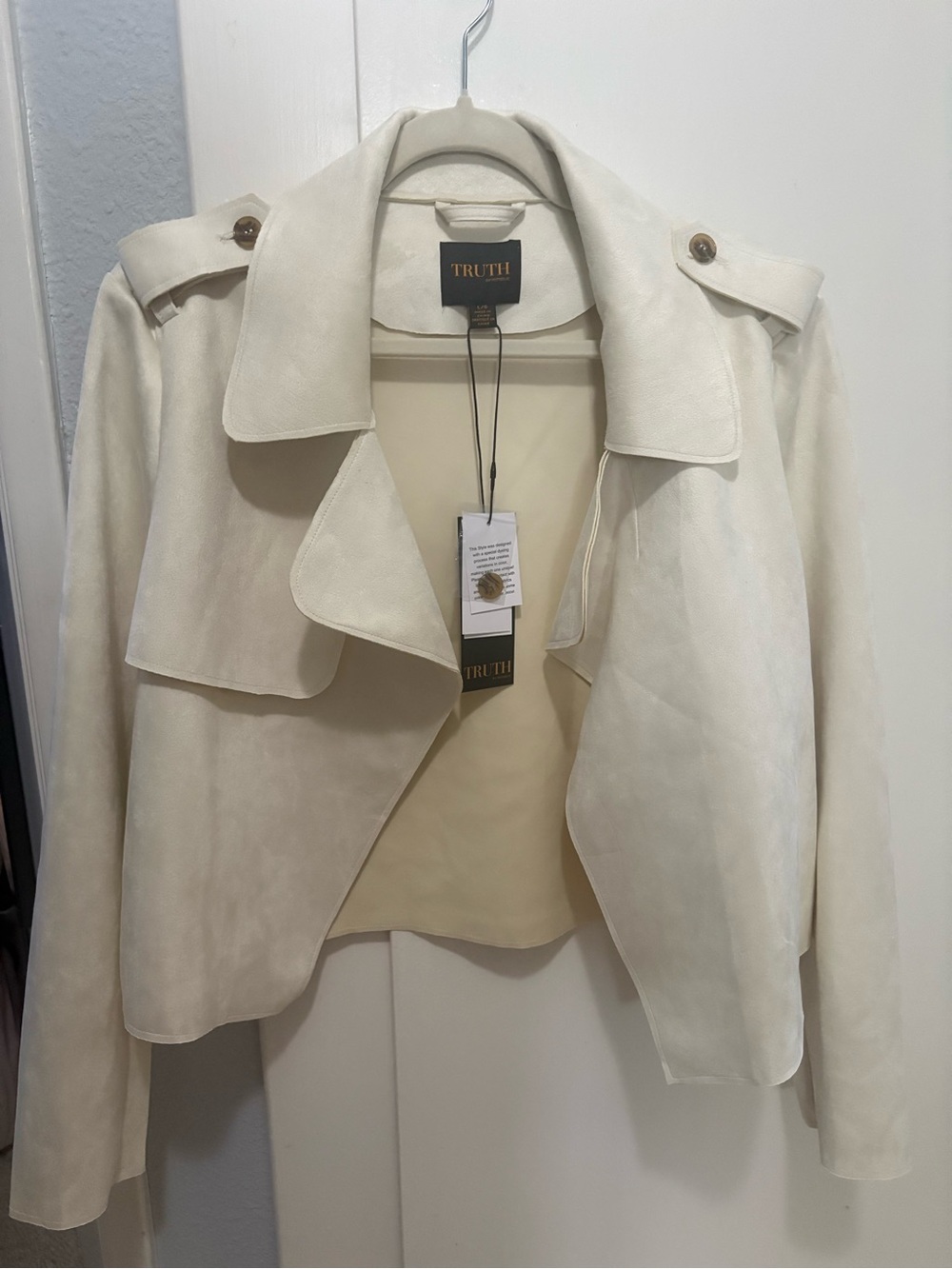 NWT Truth By Republic cream faux suede moto style jacket